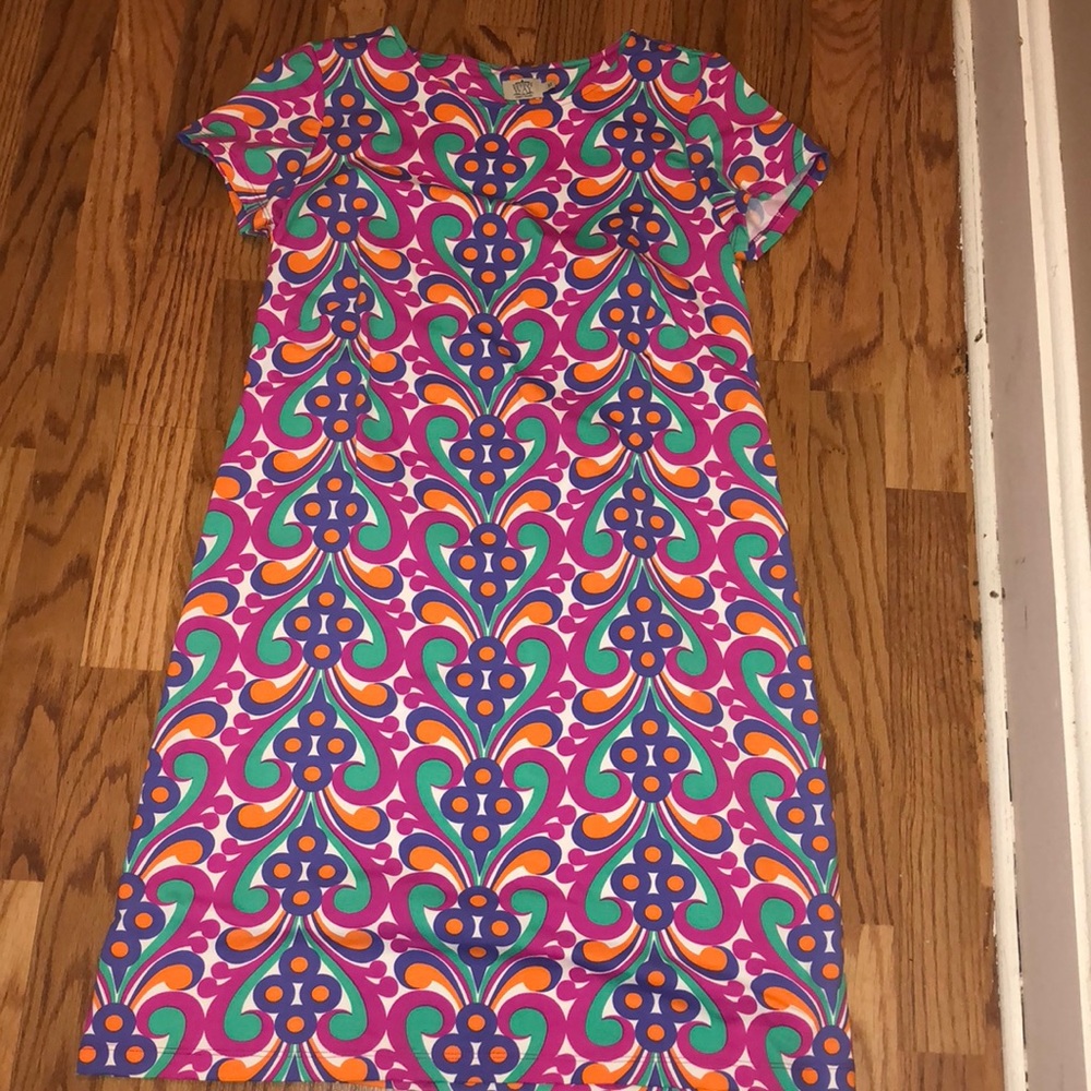 Retro print mid-length dress